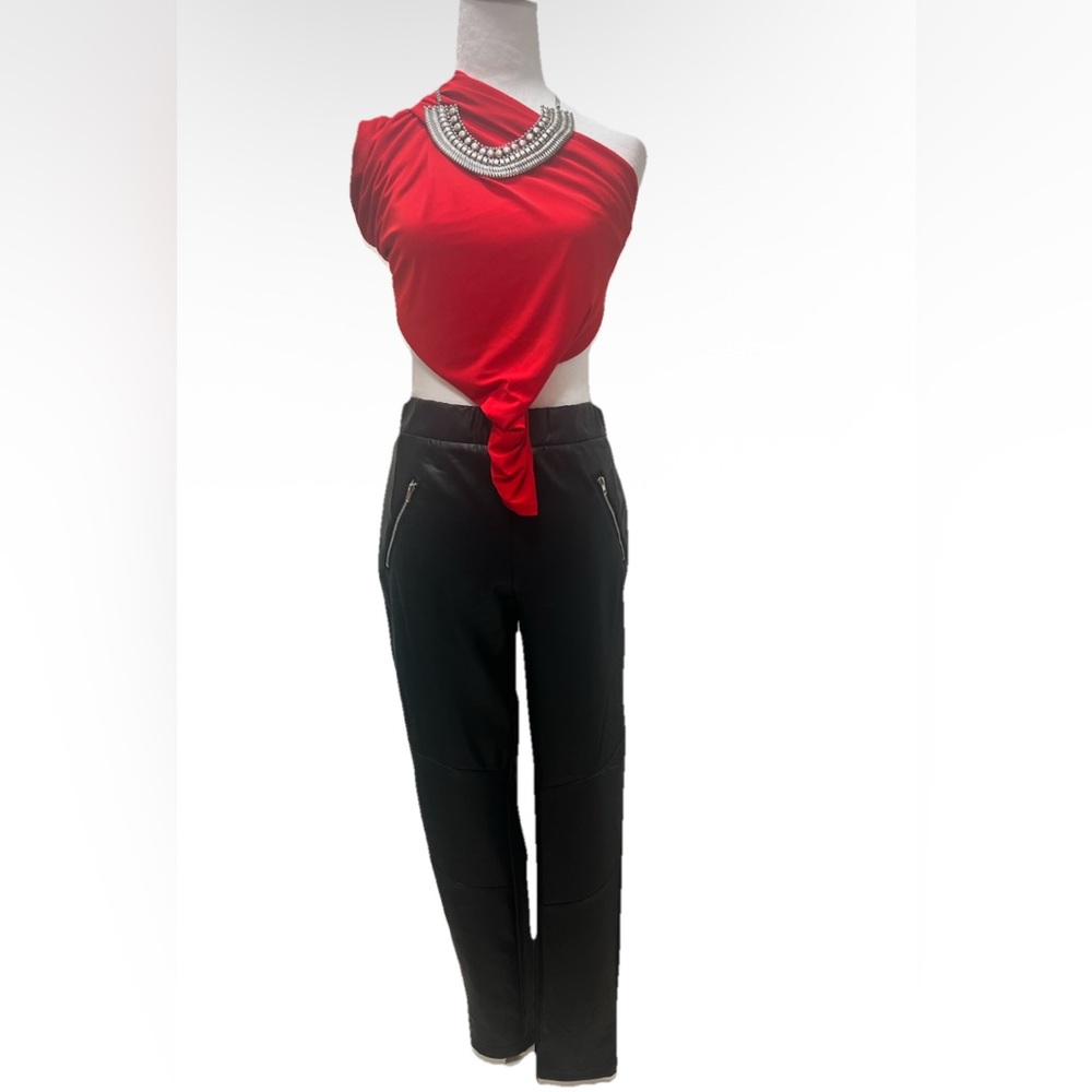 Blashe Faux Leather High-Rise Tapered Pants Black M